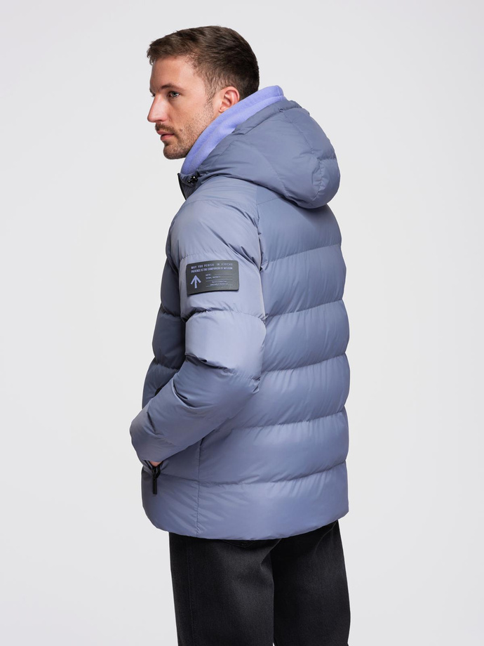 Ocieplana pikowana męska kurtka z raglanowym rękawem – zgaszony fiolet V6 OM-JAHP-0302