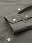 Męska koszula lniana ze stójką i kieszenią REGULAR FIT – khaki V6 OM-SHCS-0161