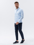 Men's shirt with long sleeves - light blue K609