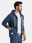 Men's sweatshirt set unbuttoned sweatshirt + shorts - dark blue V4 Z76