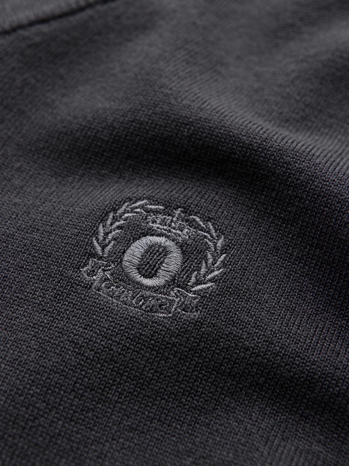 Elegancki sweter męski BASIC V-neck z wiskozą - grafitowy V17 OM-SWBS-0107