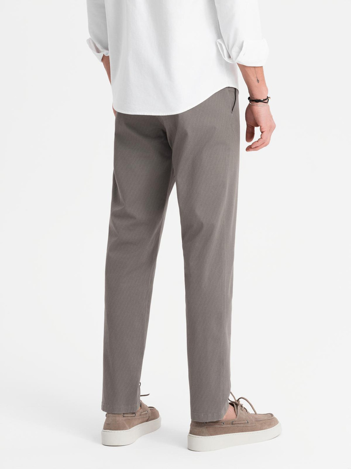 Spodnie męskie chino REGULAR FIT z delikatną strukturą – szare V1  OM-PACP-0184