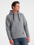 Men's non-stretch kangaroo hooded sweatshirt - grey melange V1 B1675