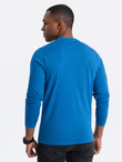 Longsleeve męski z guzikami przy dekolcie - niebieski V2 OM-LSCL-0107