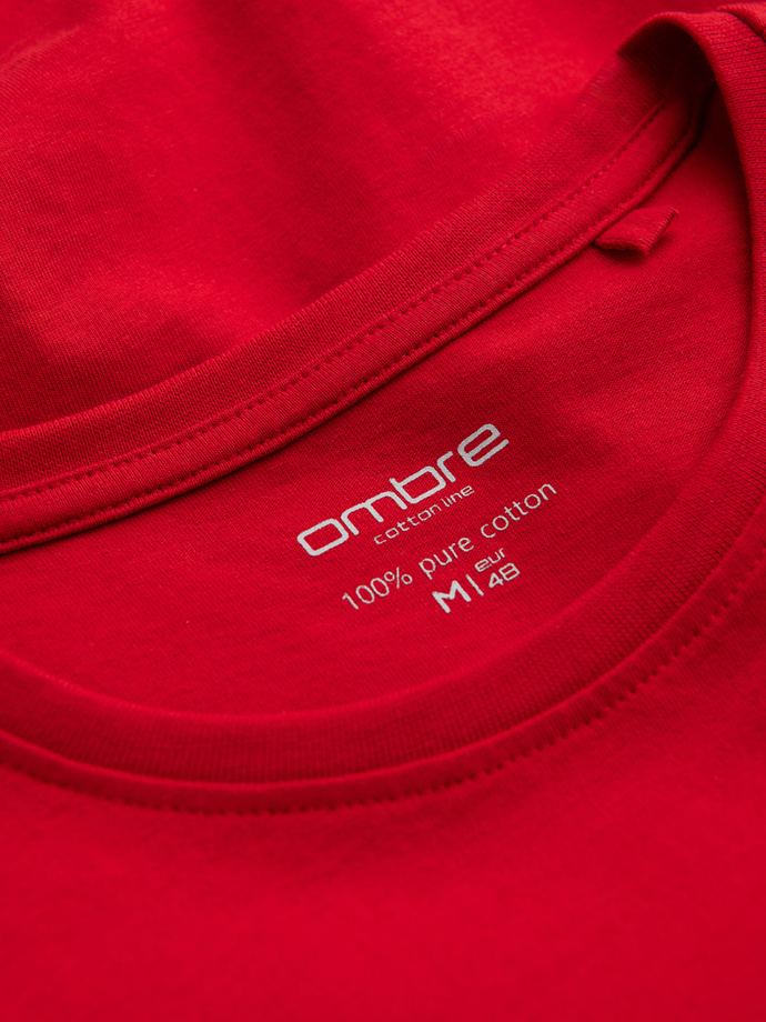 Longsleeve męski BASIC z okrągłym dekoltem - czerwony V5 OM-LSBL-0106