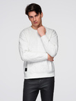 Men's RELAXED FIT sweatshirt with embossed letters - ecru V2 B1712