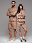 UNISEX tracksuit set sweatshirt + shorts - brown V16 Z108