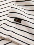 Men's striped t-shirt with patch by Ombre Design - cream and black V1 OM-TSCT-0183