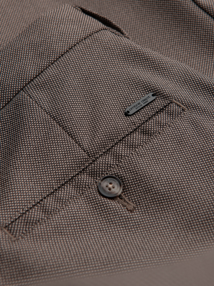 Spodnie męskie klasyczne chino SLIM FIT - ciemnobeżowe V2 OM-PACP-0182