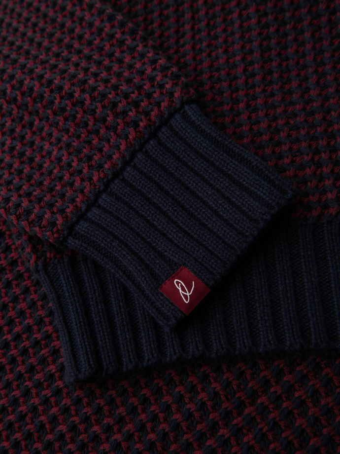 Knitted monochrome men's viscose cardigan - navy blue V1 OM-SWCD-0126