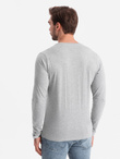 Męski longsleeve z guzikami przy dekolcie - szary melanż V8 OM-LSCL-0107