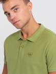 Men's pique knit polo shirt - olive V21 S1374