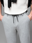 Men's knitted pants with elastic waistband - light grey V1 OM-PACP-0116