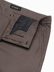 Spodnie męskie klasyczne chino SLIM FIT - ciemnobeżowe V2 OM-PACP-0182