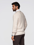 Elegant men's sweater with interesting weave - ecru V1 OM-SWSW-0173