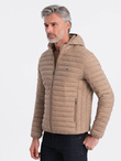 Men's satin-finish bomber jacket with contrasting ribbed cuffs - black V1 OM-JALP-22FW-007
