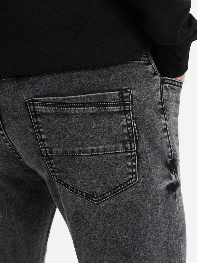 Dopasowane jeansowe męskie spodnie SLIM FIT z elastanem – grafitowe V3 OM-PADP-0214