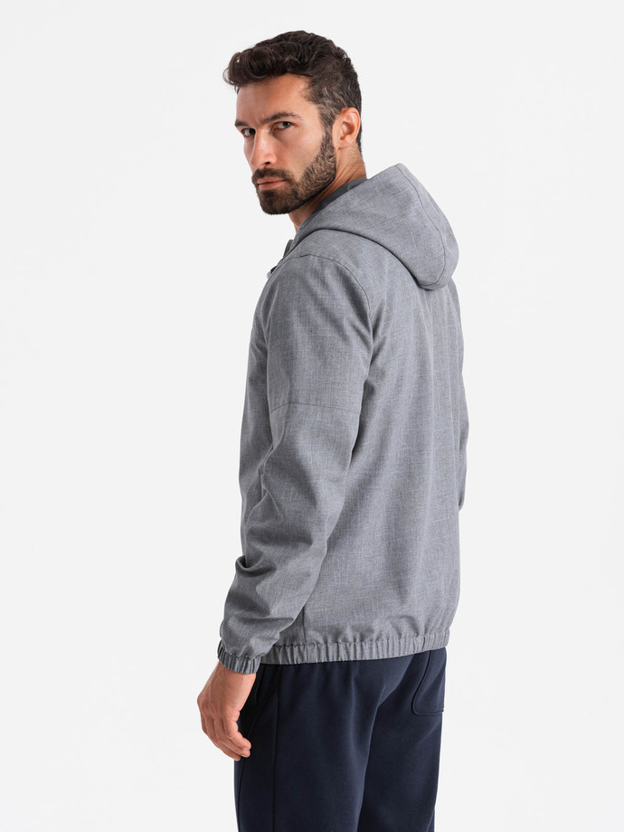 Men's lightweight sports jacket with fleece lining - gray V3 OM-JANP-0136