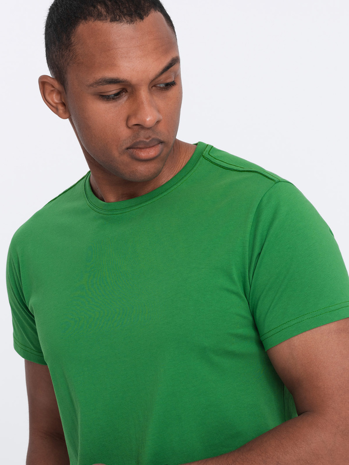 T-shirt męski klasyczny bawełniany BASIC - zielony V20 OM-TSBS-0146