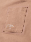 Bawełniany męski t-shirt z nadrukiem na kieszonce – jasnobrązowy V7 OM-TSPT-0154