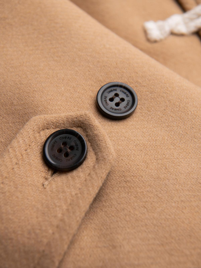 Men's insulated coat with hood and concealed zipper - black V1 OM-COWC-0110