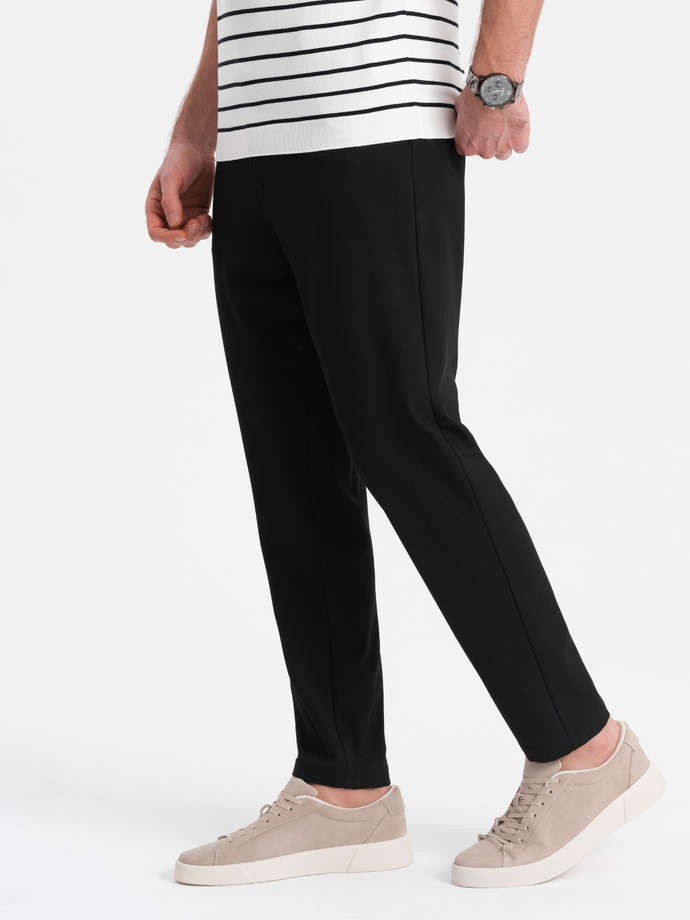 Men's chino pants with elastic waistband SLIM FIT - black V3 OM-PACP-0158