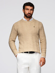 Knitted monochrome men's viscose cardigan - navy blue V1 OM-SWCD-0126