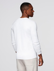 Men's V-neck SLIM FIT longsleeve with elastane and print - white V2 OM-LSBC-0123