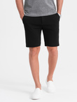 Szorty męskie SLIM FIT ze strukturalnej dzianiny - czarne V2 OM-SRCS-0126