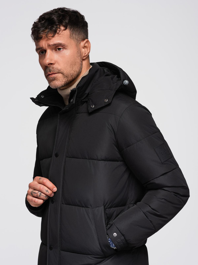 Men's quilted jacket with jacket cut - black V3 OM-JALP-0188