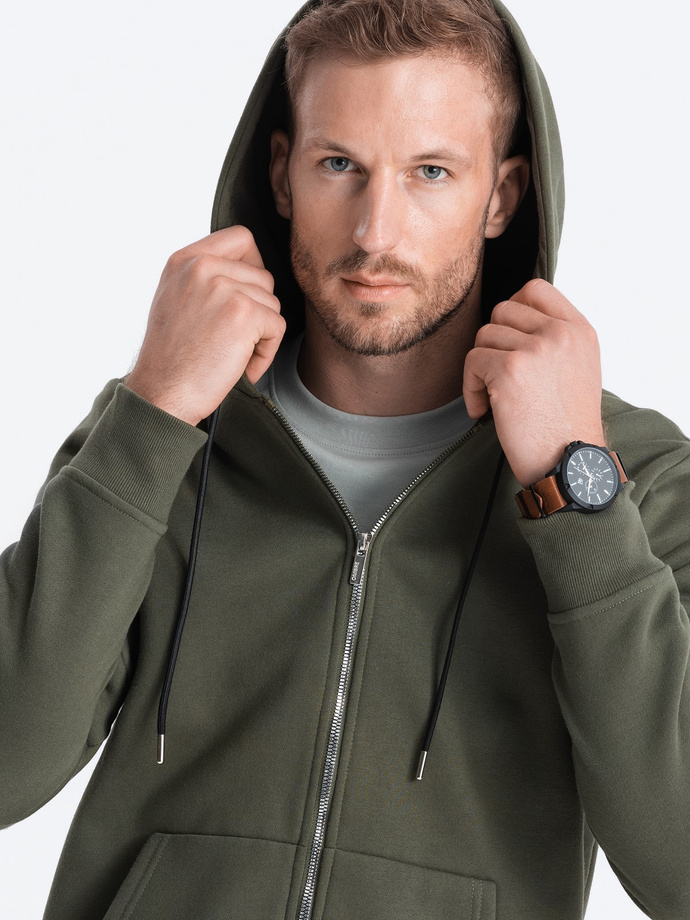 Men's sweatshirt set unbuttoned sweatshirt + pants - olive V2 Z63