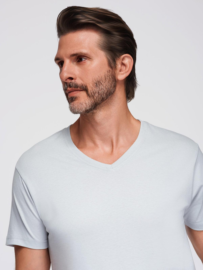 BASIC men's classic cotton tee-shirt with a crew neckline - light grey V23 OM-TSBS-0237