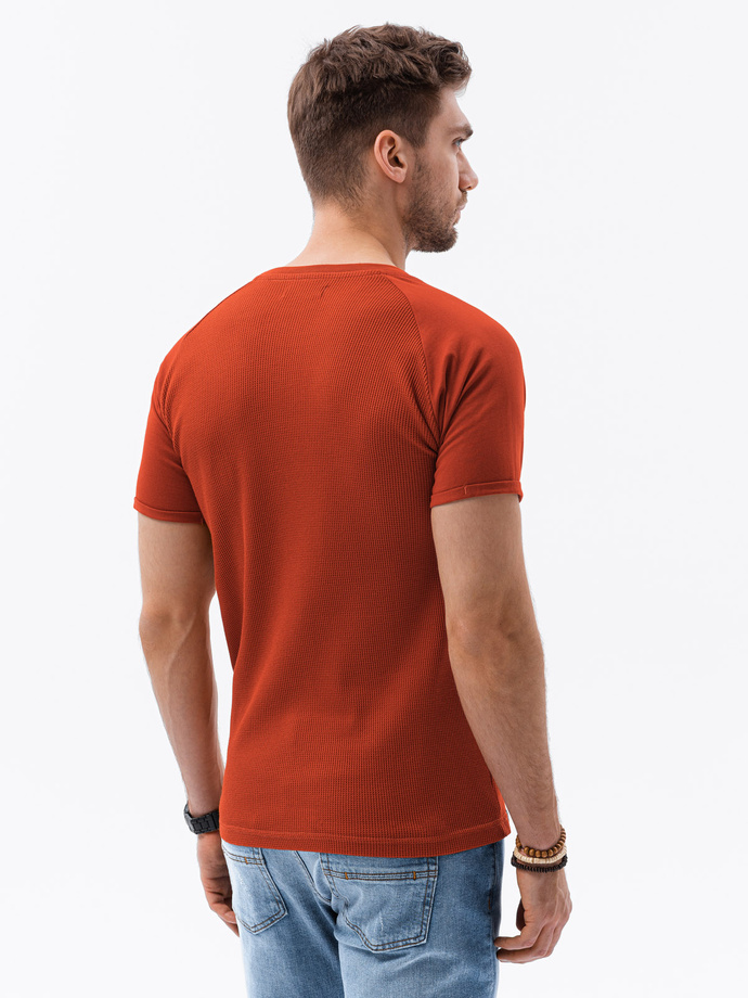 T-shirt męski bez nadruku - ceglasty S1182