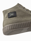 Men's high top canvas sneakers shoes - olive V2 OM-FOTH-0186