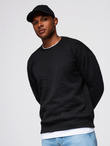 Men's RELAXED FIT sweatshirt with embossed letters - black V1 OM-SSNZ-0164