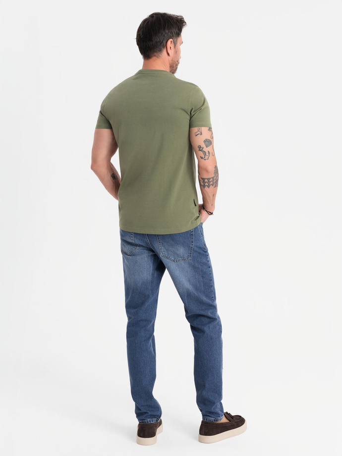 BASIC men's classic cotton T-shirt - khaki V6 OM-TSBS-0236
