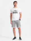 Spodenki męskie z tkaniny melanżowej LOOSE FIT - szare V6 OM-SRSK-0116