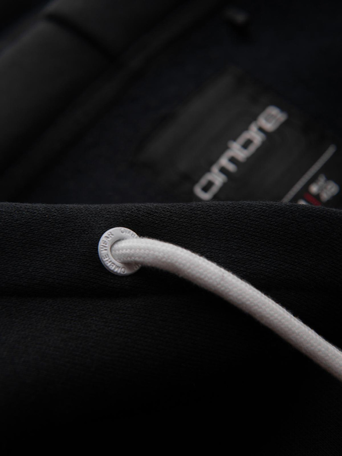 Unbuttoned men's sweatshirt with stand-up collar and hood - black V1 OM-SSZP-0216