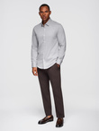Men's SLIM FIT shirt in decorative fabric - gray V2 OM-SHCS-0175