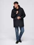 Klasyczna długa męska kurtka typu parka – czarna V6 OM-JAPJ-0313