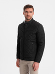 BIKER men's insulated jacket quilted in a diamond pattern - black V1 OM-JALP-22FW-006