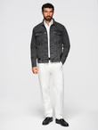 Men's denim jacket katana with washem - black V3 OM-JADJ-0219