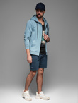 Men's RELAXED FIT short sweat shorts in athleisure style - navy blue V4 OM-SRWS-0122
