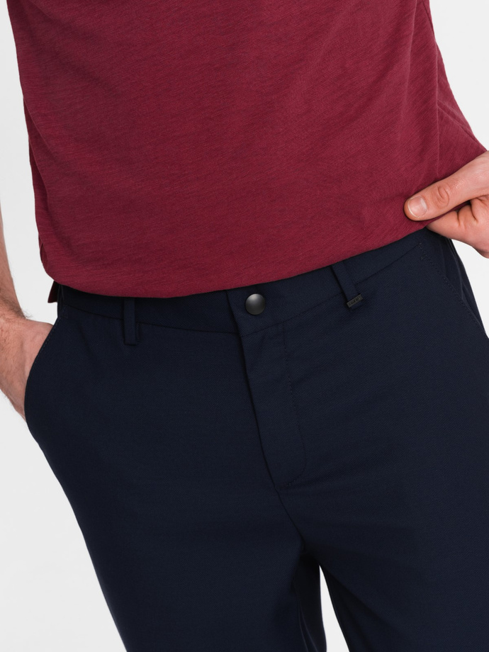 Męskie spodnie chino z gumką w pasie SLIM FIT - granatowe V3 OM-PACP-0157