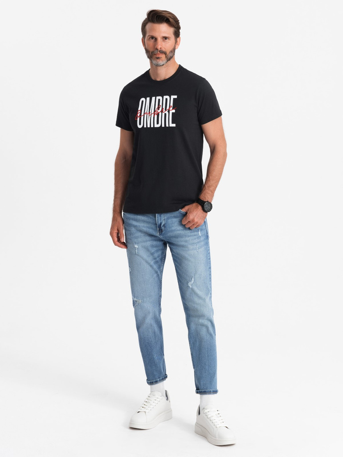 Men's cotton t-shirt with double logo - black V2 OM-TSPT-0210