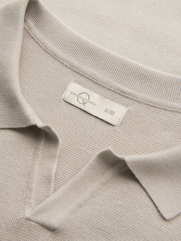 Men's buttonless polo shirt with classic weave - light grey V3 OM-POSS-0159