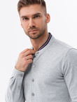 Bawełniana męska koszula SLIM FIT ze stójką w kolorowe paski – szara V5 OM-SHCS-0178 