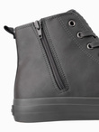Men's high-top sneakers with decorative toe - gray V2 OM-FOTH-0157