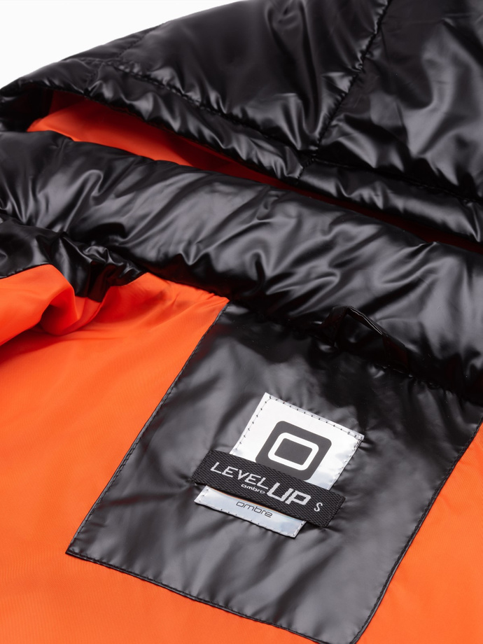 Kurtka męska zimowa puffer błyszcząca - czarna V1 C545