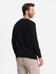 Men's raglan sweater with ribbed sleeves - black V2 OM-SWSW-0144